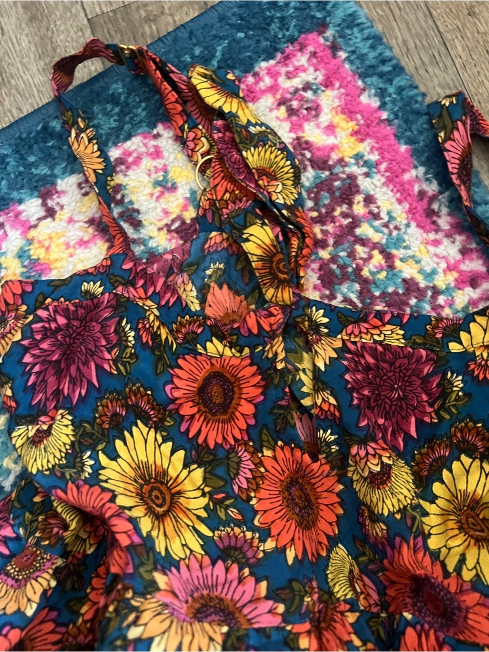 Natural Life Patti Tie-Front Maxi Dress Sunflower Floral Size M Bobo Hippie - Picture 10 of 14